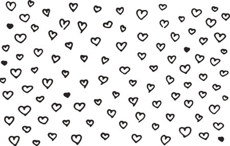 Hand-Drawn Hearts Vector Set Pattern Background