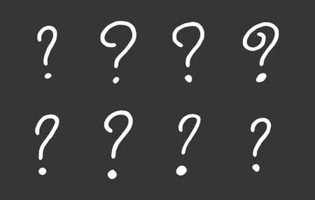 Question Mark Sketches Vector Set White On Dark Backgroundのイラスト素材