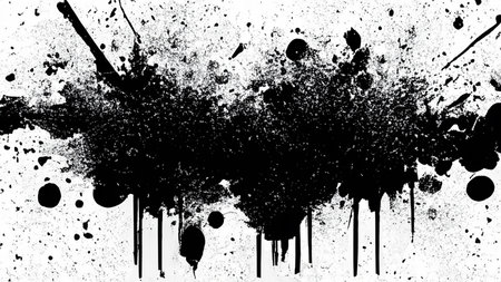 Abstract Ink Explosion Black on Whiteの写真素材