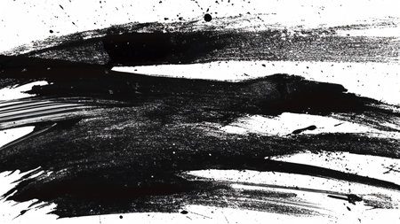 Monochromatic Brushstroke Texture Black High Detailの写真素材