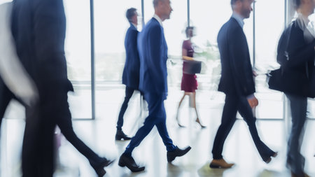 Corporate Hustle Abstract Office Life Movement Blur Walking Business Peopleの写真素材