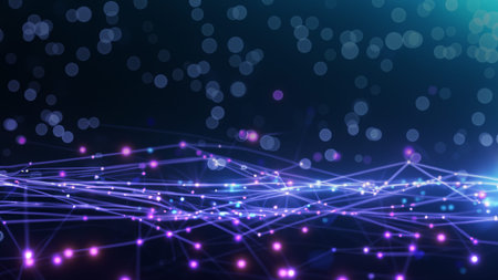 Dynamic Network Visualization with Blue and Purple Lights