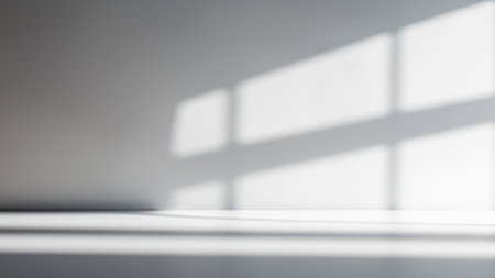 Shadow from the window on a white wall. 3d rendering.の写真素材