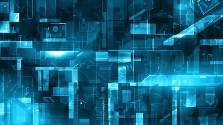 Futuristic Abstract Technology Background in Blueの写真素材
