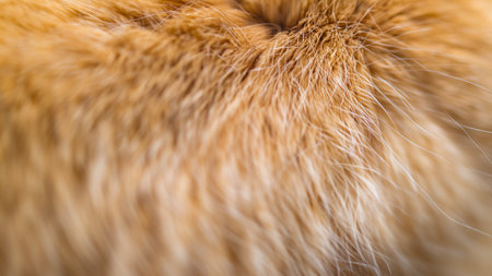 Close-Up of Fluffy Cat Fur with Depth of Field Blurの写真素材
