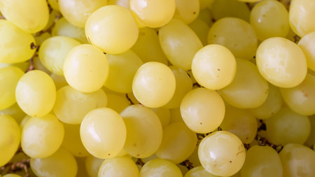 Close-Up of Fresh Green Yellow Grapes Backgroundの写真素材