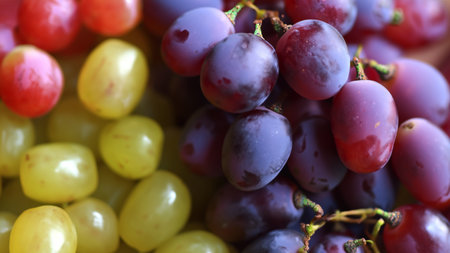 Close-Up of Assorted Fresh Grapes, Stylish, Depth of Fieldの写真素材