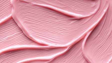 Pink Cream Texture in Smooth Layers Close-Up Backgroundの写真素材