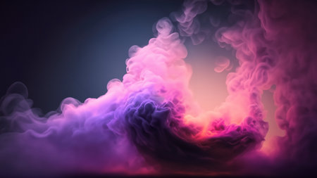 Soft Pink and Purple Smoke Clouds with Warm Glowing Lightの写真素材