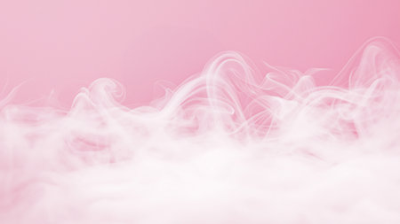 Soft White Smoke on Light Pink Background in Delicate Wavesの写真素材