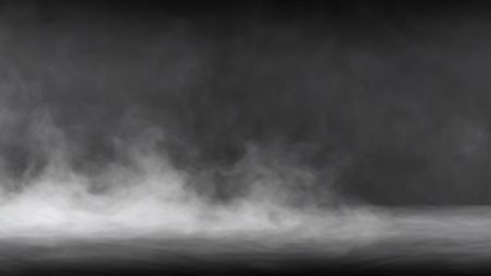 Minimalist White Foggy Mist Over Dark Floor Backgroundの写真素材