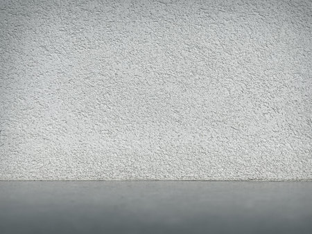 Textured Empty White Grunge Wall and Concrete Floor Background for Product Mockupの写真素材