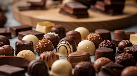 Assorted Chocolates with Stylish Gourmet Presentationの写真素材