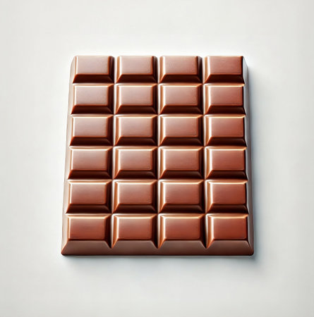 Milk Chocolate Bar in Angled Top View Isolated on White, Soft Shadowの写真素材