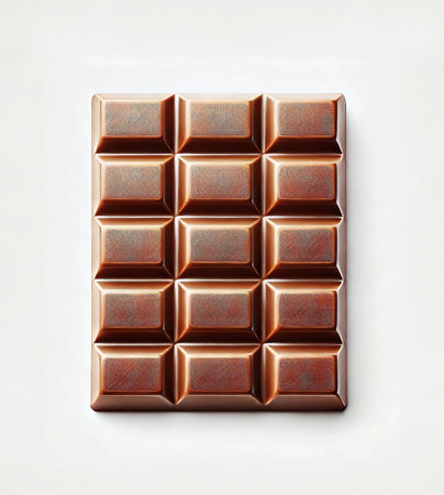 Milk Chocolate Bar with Textured Surface Isolated on White, Top Viewの写真素材