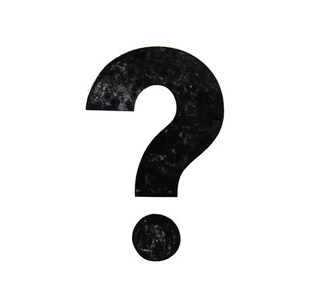 Black Grunge Style Question Mark Isolated on White Backgroundの写真素材