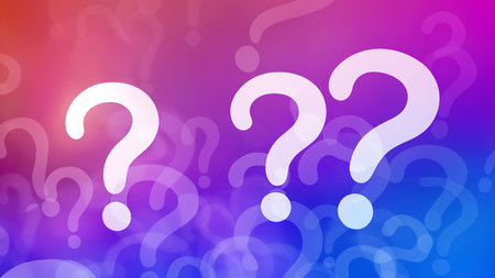 Colorful Abstract Background with Multiple White Question Marksの写真素材