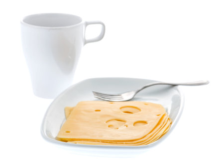Slices of cheese on a plate