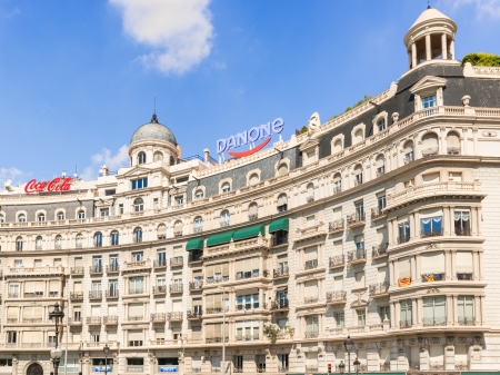 Barcelona, Spain - September 14, 2013: View at  Buildings facade of great architectural interest in the city of Barcelona, Spain. のeditorial素材