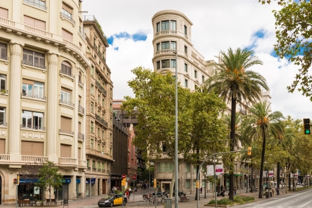 Barcelona, Spain - October 6,, 2013  View at  Buildings facade of great architectural interest in the city of Barcelona, Spain  のeditorial素材