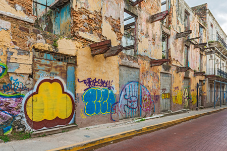 panama city, Casco Viejo old ruined houses on January 2, 2014 のeditorial素材