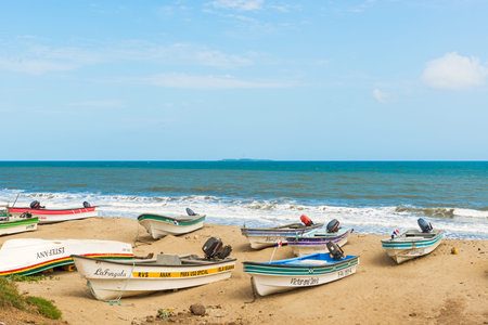 El Rompio, Panama - December 30, 2013  Fisherman boats on Pacific ocean beach in El Rompio, Panama...