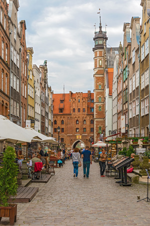 Gdansk, Poland - August 22, 2014: Tourists walking on Picturesque Mariacka Street in the Old Town of Gdansk, Poland on August 22, 2014.のeditorial素材
