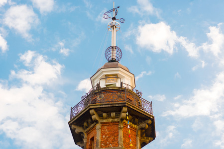 GDANSK, POLAND - AUGUST 22:  Lighthouse of Time Ball was built in 1893 is seen on August 22, 2014 in Gdansk, Poland. When built in 1893, it was the first lighthouse on the Baltic Sea which used electricity.のeditorial素材