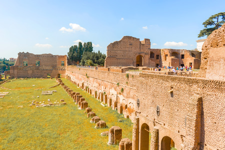 Rome, Italy -  August 29, 2014: Tourists are walking along old stadium located on Palatine Hill in Rome, Italy on August 29, 2014のeditorial素材