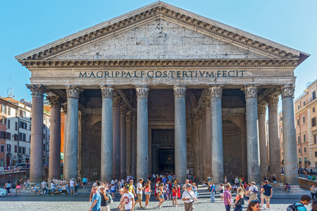 Rome, Italy - August 29, 2014: Tourists visiting Pantheon in Rome on August 29, 2014. Pantheon was one of the greatest temples of ancient Rome and was dedicated to all the Gods.のeditorial素材