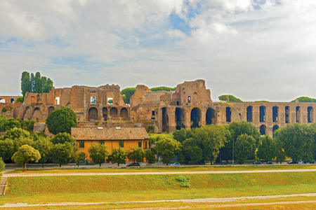 Palatine Hill in Rome Italy as seen from Circus Maximusの写真素材