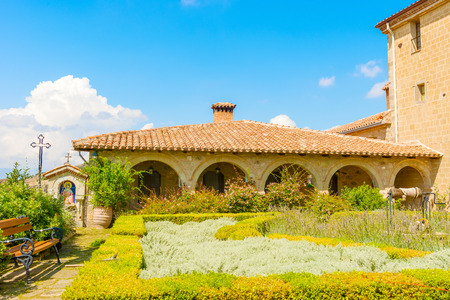 The Holy Monastery of St. Stephen, Meteora Greece. It has small church built in the 16th century. Nuns took it over and reconstructed it.の写真素材