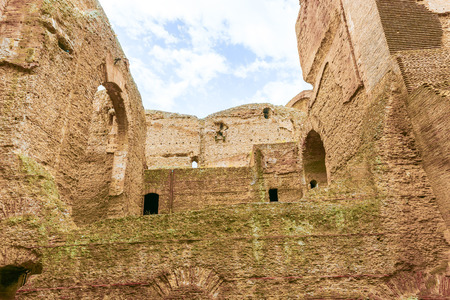 The Baths of Caracalla were the second largest Roman public baths, built in Rome between AD 212 and 216, during the reign of the Emperor Caracalla. The baths remained in use until the 6th century. The bath was free and open to the public.の写真素材