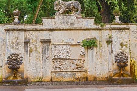Rustic water fountain in the Villa Borghese in Rome, Italy.のeditorial素材