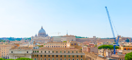 Panoramic view on Rome with Saint Peter`s Basilica Dome.のeditorial素材