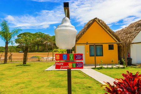 Picturesque resort buildings in Panama near Pacific Ocean.のeditorial素材