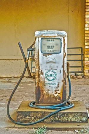 Kliprand, South Africa - May 4, 2015: Old pump at gas station in Kliprand, South Africaのeditorial素材