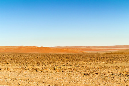 Dunes on horizon landscape near Sesriem in Namibiaの写真素材