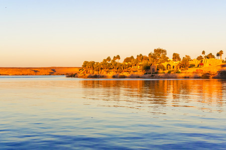 Crossing lake Nasser in Abu Simbel, Egyptの写真素材