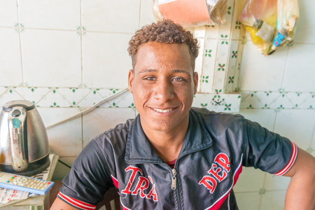 Abu Simbel, Egypt - January 20, 2015: The portrait of Egyptian boy taken in Abu Simbel.のeditorial素材