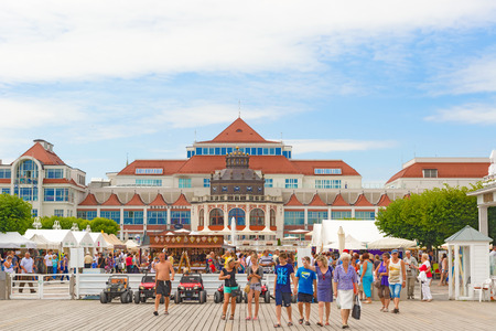 Sopot, Poland - July 21, 2015: Art Noveau style Health Spa House and restaurant with red roof tile against blue sky, Sopot, Polandのeditorial素材