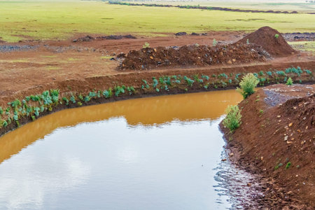 River canal in rural area near Debre Markos in Ethiopia