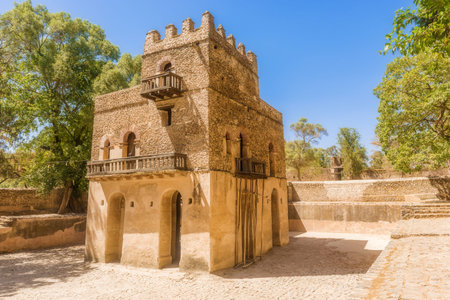 Inside view at the historic fasilidas baths in Gondar, Ethiopia.