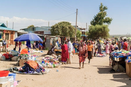 Lianai, Kenya - March 9, 2015: People at the local market in Lianai, Kenya.のeditorial素材