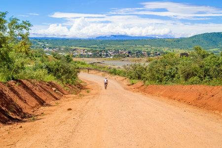 Picturesque landscape on the road from Makongolosie to Mbeya in Tanzaniaの写真素材