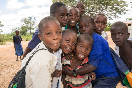 Mgandu, Tanzania - March 03, 2015: Children in small village near Mgandu in Tanzania.のeditorial素材