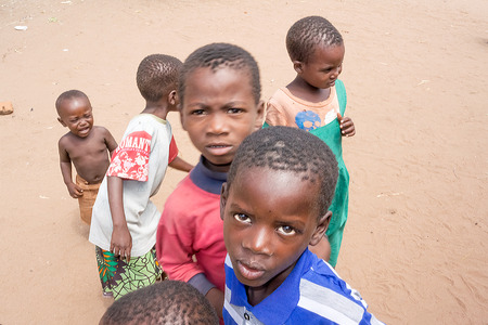 Ngar, Malawi - March 23, 2015: Picture of the young boy in a small village Ngar located in Malawi at Lake Malawiのeditorial素材