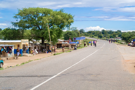 Ngara, Malawi - March 23, 2015: Daily life in a small village of Ngara in Malawi. The village is located at the lake Malawi.のeditorial素材