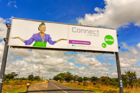 Livingstone, Zambia - April 7, 2015: Welcome sign to the city of Livingstone in Zambia.のeditorial素材