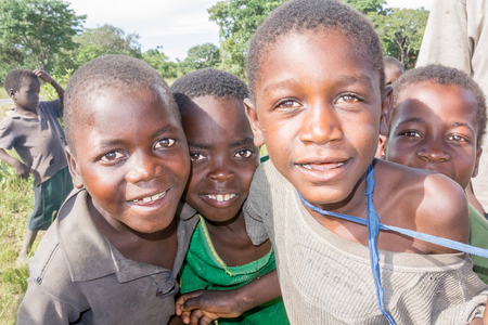 Katete, Zambia - March 31, 2015: Young children in small village of Katete in Zambiaのeditorial素材